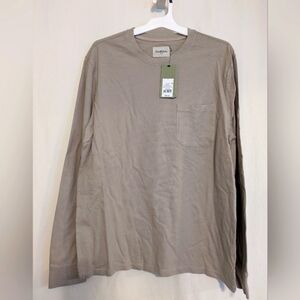 NWT Goodfellow & Co Men's Long Sleeve Pocket T-Shirt Taupe Gray Size L
